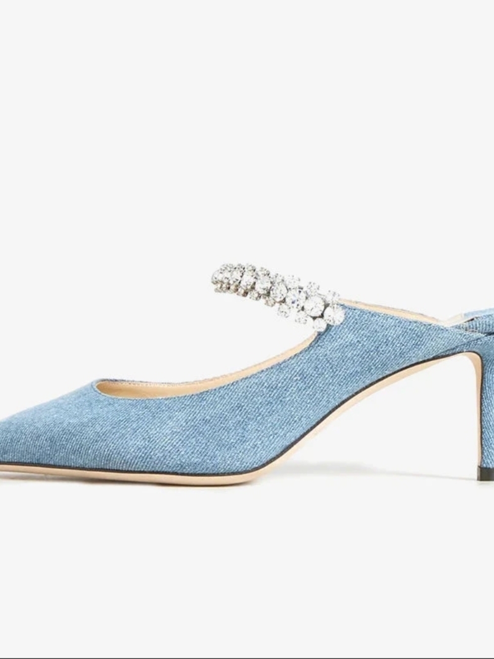 Jimmy Choo Denim Embellished Heel Mules In 39/US 8 - Picture 2 of 12